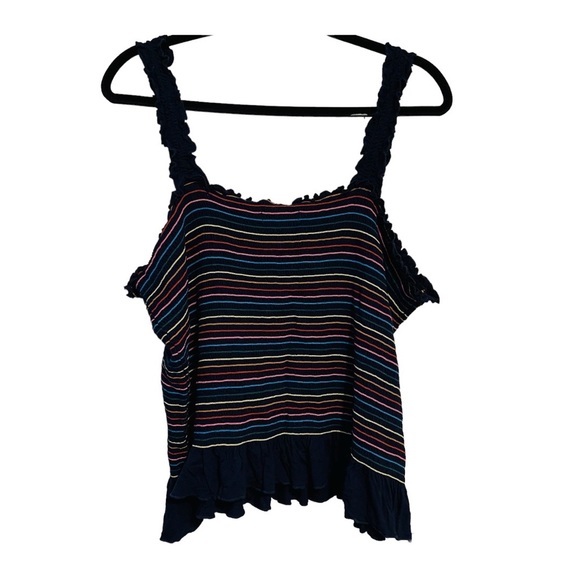 Modcloth Plus Size Rainbow Stripe Smocked Ruffle Tank Size 4X - Picture 3 of 5